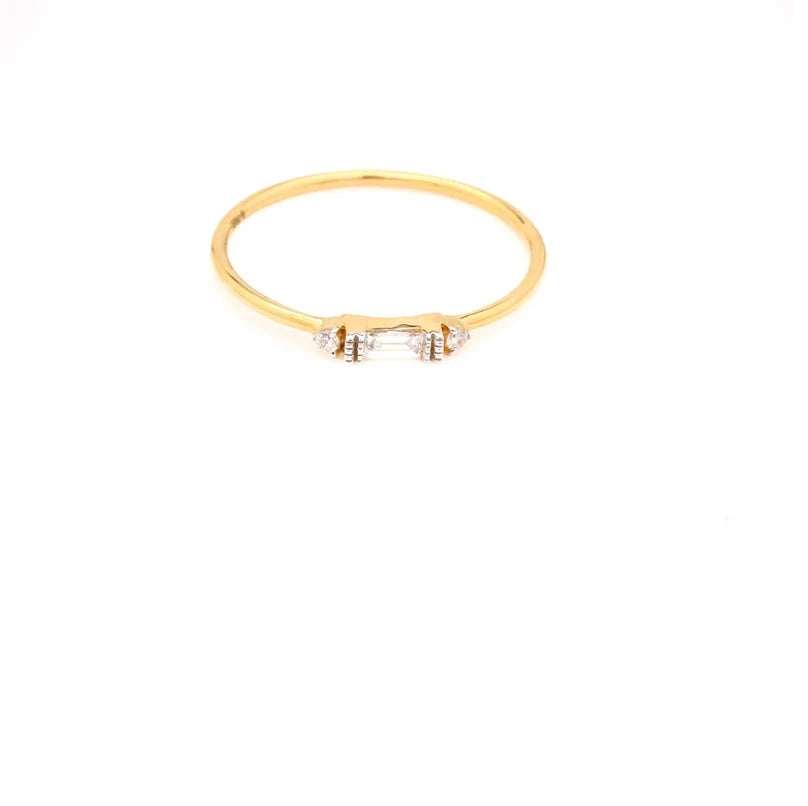 Diamond Ring ! Baguette Ring ! 14k Solid Gold Baguette Diamond Engagement Ring ! Stacking Ring ! Anniversary Ring ! Gift For Her