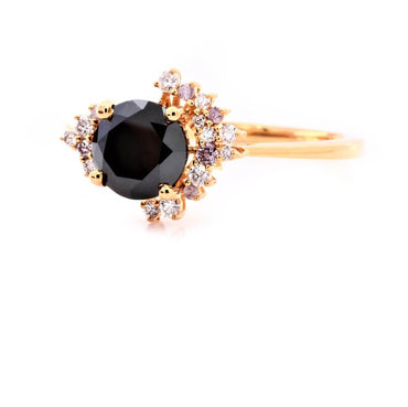 1.25 Ct round diamond engagement ring ! vintage natural black engagement ring ! diamond Twisted cluster ring