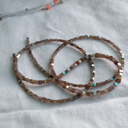 Natural Reddish Color Polished Cube Loose Diamond Beads 16" Strand Necklace