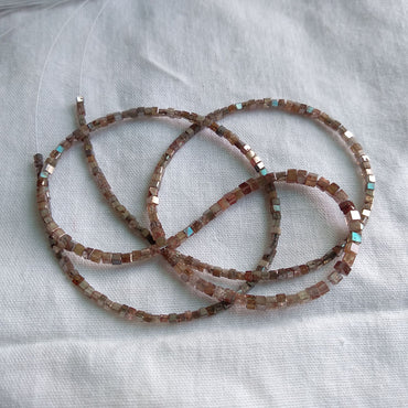 Natural Reddish Color Polished Cube Loose Diamond Beads 16" Strand Necklace