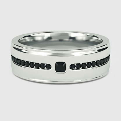 Mens Princess and Round Fancy Black Color Diamond Solid Gold Ring - Shree Diamond Mfg