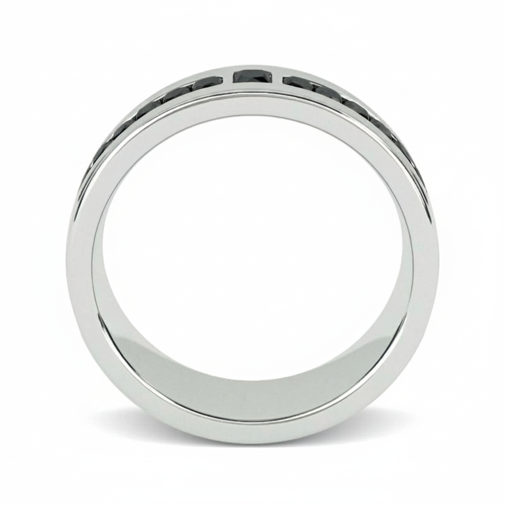 Mens Princess and Round Fancy Black Color Diamond Solid Gold Ring - Shree Diamond Mfg