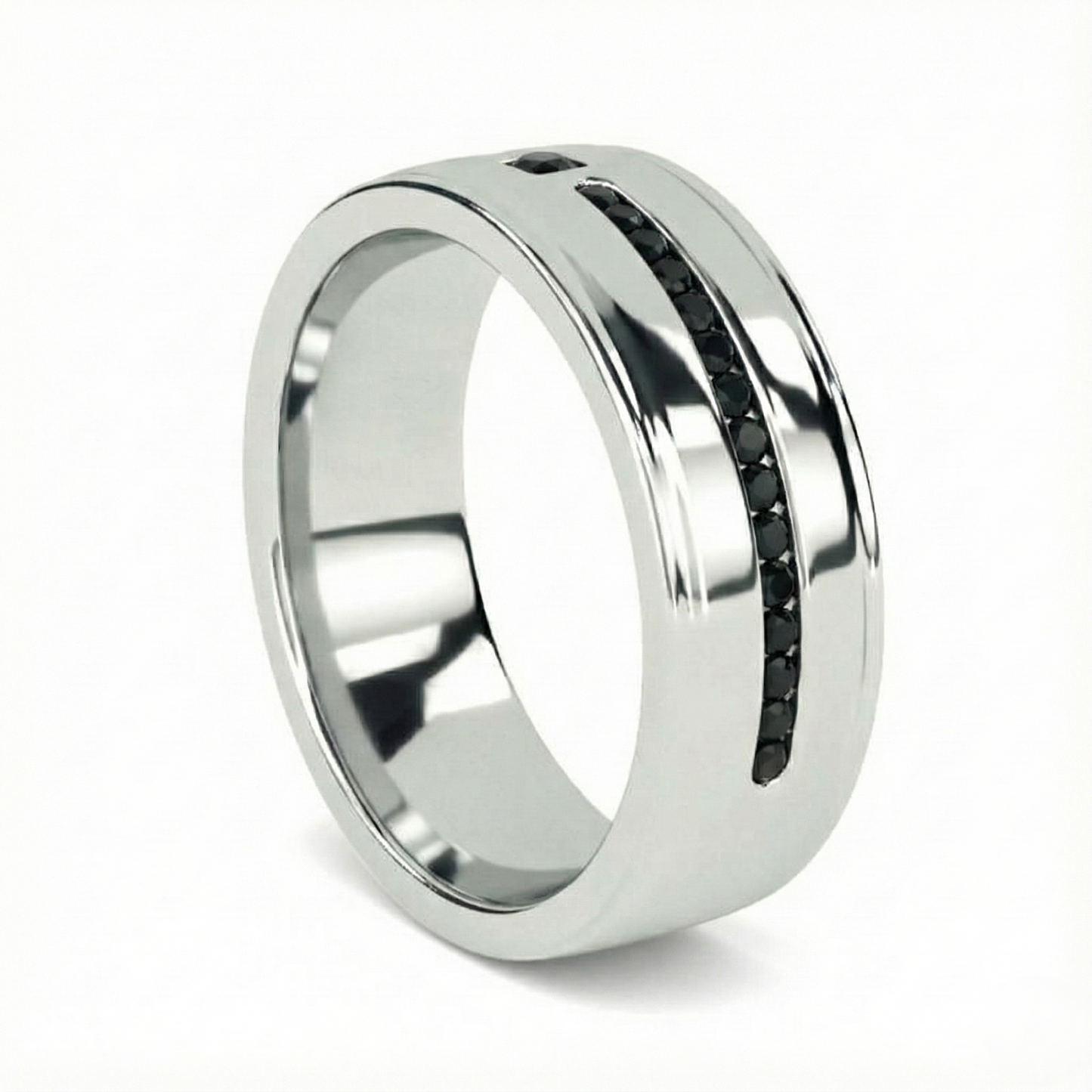 Mens Princess and Round Fancy Black Color Diamond Solid Gold Ring - Shree Diamond Mfg