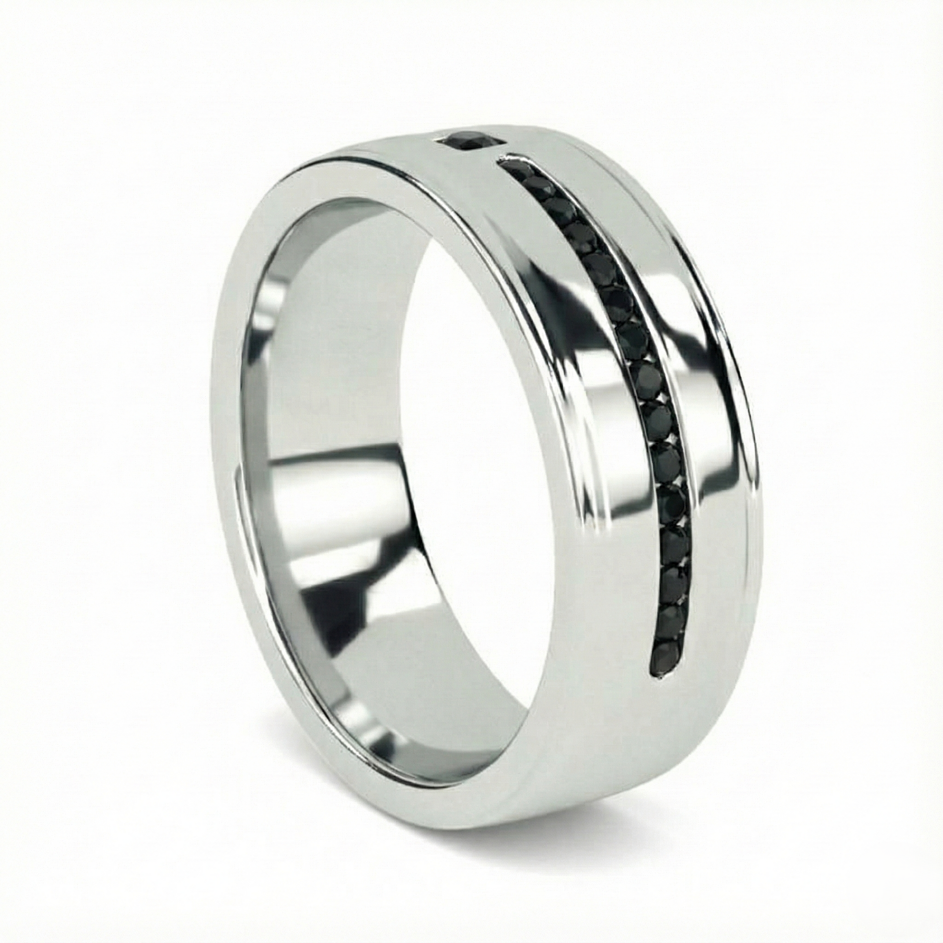 Mens Princess and Round Fancy Black Color Diamond Solid Gold Ring - Shree Diamond Mfg