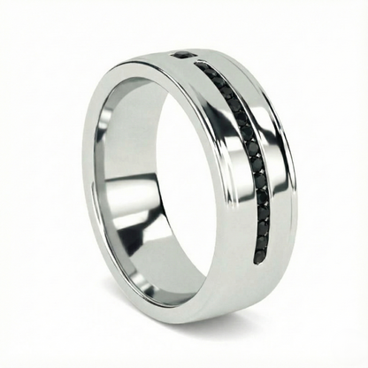 Mens Princess and Round Fancy Black Color Diamond Solid Gold Ring - Shree Diamond Mfg