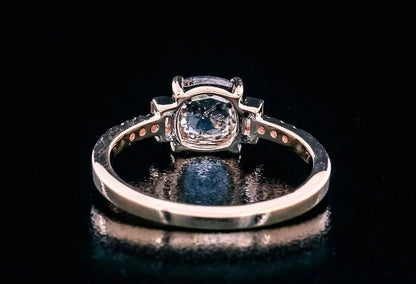 Salt and Pepper Diamond Ring ! Natural Cushion Cut Diamond Ring ! Natural Diamond Anniversary Ring ! Gift For Her