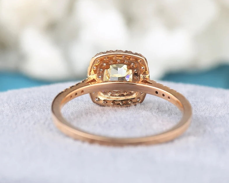 Cushion Cut Diamond Engagement Ring ! Natural Yellow Color Diamond ! Natural Diamond For Wedding Ring ! Gift For Her ! Anniversary Ring