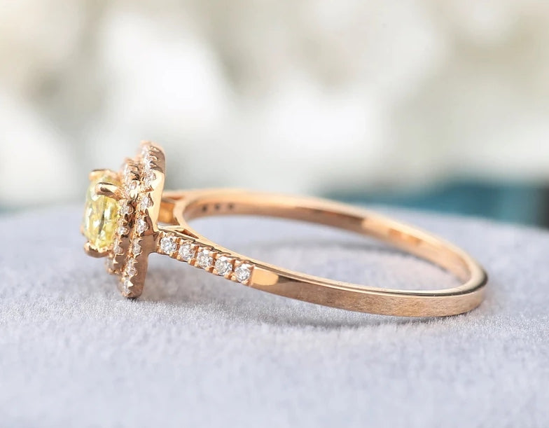 Cushion Cut Diamond Engagement Ring ! Natural Yellow Color Diamond ! Natural Diamond For Wedding Ring ! Gift For Her ! Anniversary Ring