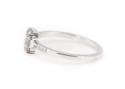 Salt and Pepper Cushion Gray Engagement Ring Side Stone Triangle VS White Diamond Wedding Ring ! Gift For Her ! Anniversary Gift
