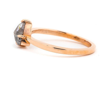 0.91 CT Salt And Pepper Ring, Trillion Diamond Ring, Engagement Ring, 14K Rose Gold Ring, Rose Cut Ring, Wedding Ring, Gift For Her