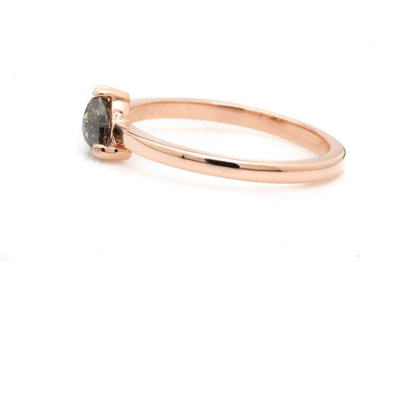 Salt and Pepper Diamond Ring ! Trillion Rose Cut Gray Diamond Ring ! Engagement Ring ! 14K Gold Ring ! Gift For Her