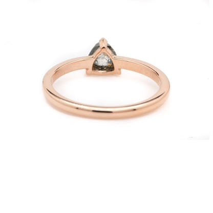 Salt and Pepper Diamond Ring ! Trillion Rose Cut Gray Diamond Ring ! Engagement Ring ! 14K Gold Ring ! Gift For Her