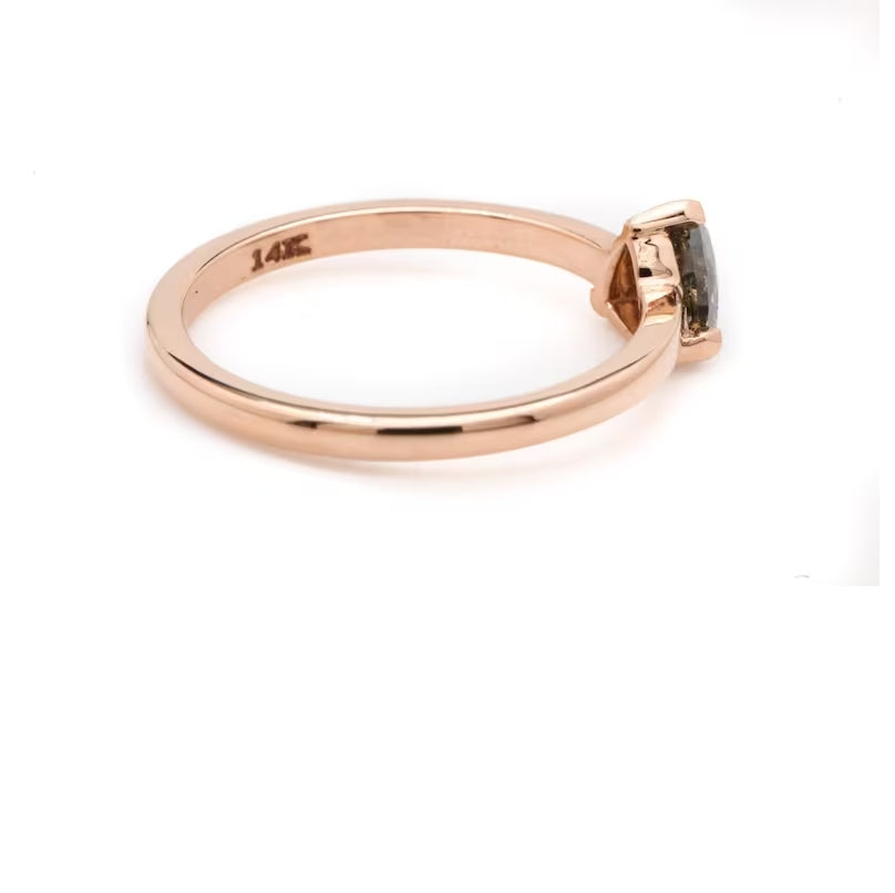 Salt and Pepper Diamond Ring ! Trillion Rose Cut Gray Diamond Ring ! Engagement Ring ! 14K Gold Ring ! Gift For Her