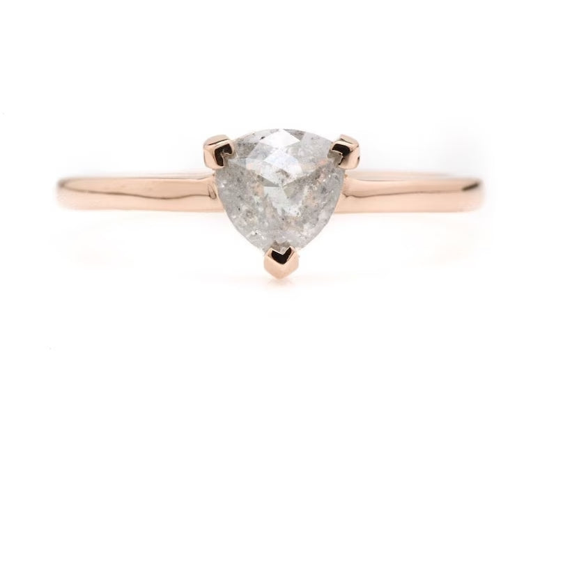 Salt and Pepper Diamond Ring ! Natural Trillian Cut Gray Diamond Ring ! Engagement Diamond Ring ! Anniversary Ring ! Gift For Her