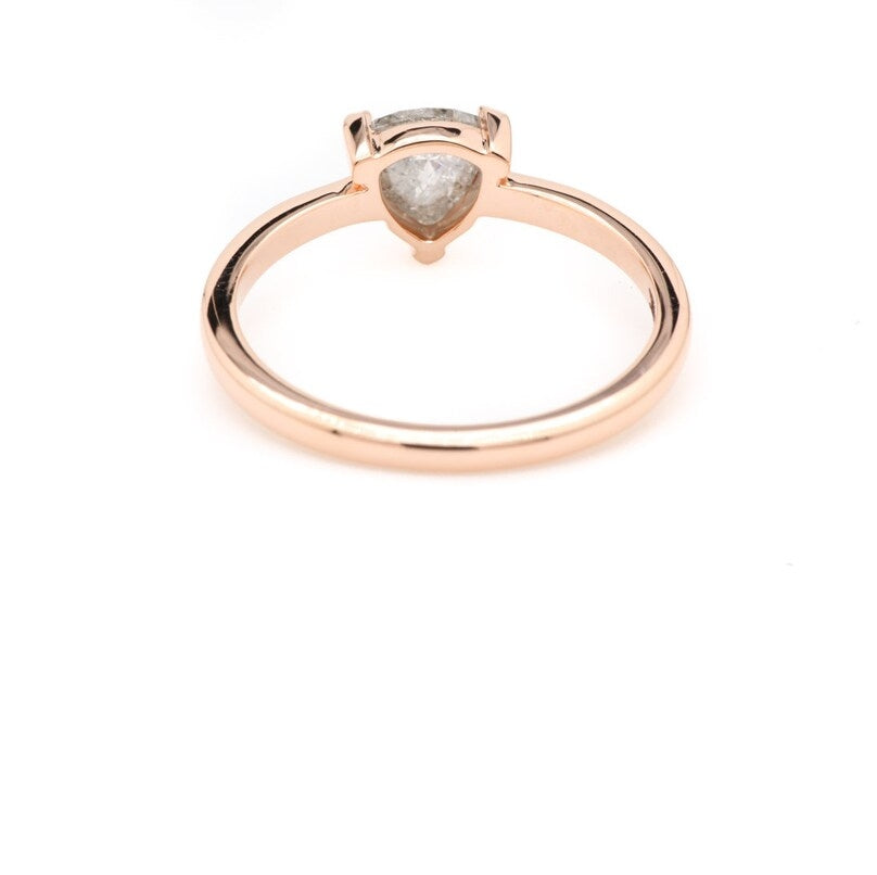 Salt and Pepper Diamond Ring ! Natural Trillian Cut Gray Diamond Ring ! Engagement Diamond Ring ! Anniversary Ring ! Gift For Her
