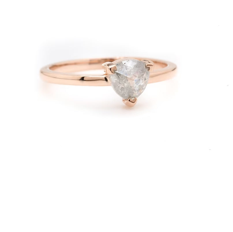 Salt and Pepper Diamond Ring ! Natural Trillian Cut Gray Diamond Ring ! Engagement Diamond Ring ! Anniversary Ring ! Gift For Her