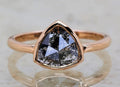 Salt And Pepper Diamond Ring ! Trillion Rose Cut Ring ! 14K Rose Gold Statement Ring ! Diamond Wedding Bridal Ring ! Engagement Ring