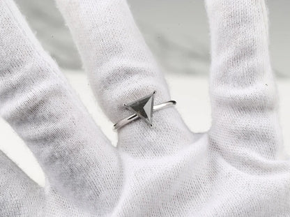 Salt and Pepper Diamond Ring ! Natural Triangle Cut Diamond ! Natural Gray Color Diamond Anniversary Ring ! Gift For Her