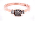 Salt and Pepper Diamond Ring, Natural Princess Cut Diamond Ring, Engagement Ring, Diamond Ring, 14k Gold Ring, Gift For Her