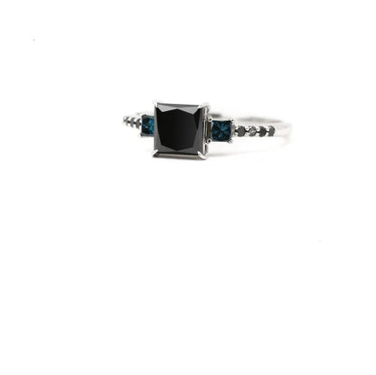 Black Color Diamond Ring ! Natural Princess Cut Diamond Engagement Ring ! Natural Black Color Diamond Anniversary Ring ! Gift For Her