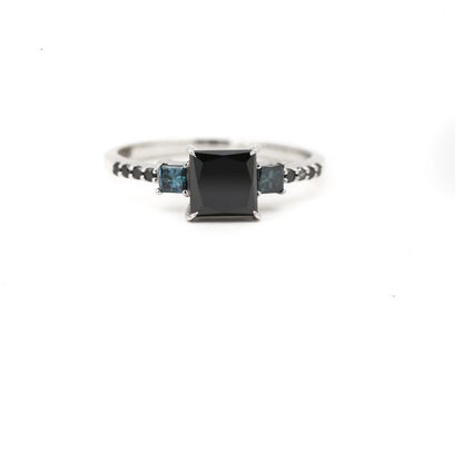 Black Color Diamond Ring ! Natural Princess Cut Diamond Engagement Ring ! Natural Black Color Diamond Anniversary Ring ! Gift For Her
