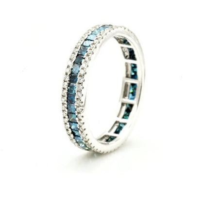 Princess Diamond Engagement Ring ! Natural Blue Color Diamond ! Natural Diamond For Annivarerey Ring ! Gift For Her ! Diamond Ring