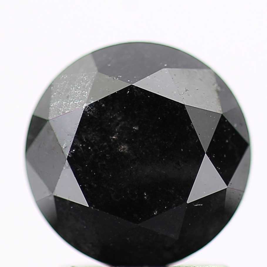 1.71 Carat Fancy Black Round Brilliant Cut Natural Loose Diamond