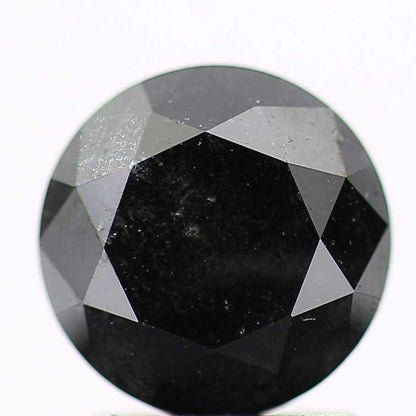 1.71 Carat Fancy Black Round Brilliant Cut Natural Loose Diamond