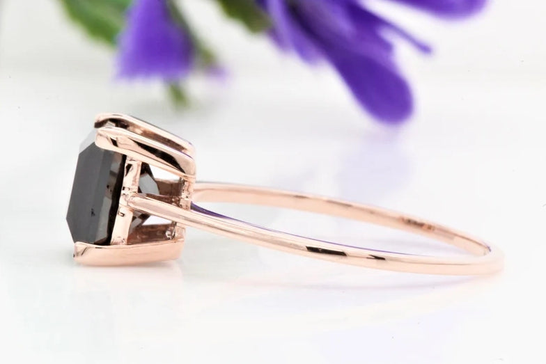 Black Princess Cut Diamond Engagement Ring Natural Black Color Diamond For Anniversary Ring Diamond Ring Gift For Her