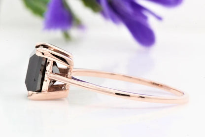 Black Princess Cut Diamond Engagement Ring Natural Black Color Diamond For Anniversary Ring Diamond Ring Gift For Her
