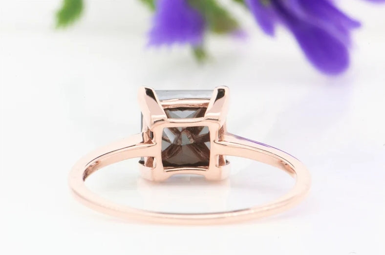 Black Princess Cut Diamond Engagement Ring Natural Black Color Diamond For Anniversary Ring Diamond Ring Gift For Her