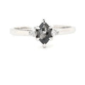 Salt And Pepper Diamond Engagement Ring ! Marquise Triangle Cut Diamond 14K Gold Ring Wedding Gift Ring ! Anniversary Ring ! Gift For Love