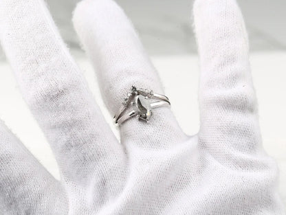 Salt and Pepper Diamond Engagement Ring ! 14K White Gold For Wedding Anniversary With Band Set ! Gift For Her