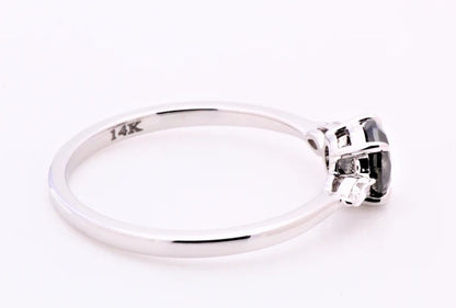 Salt and Pepper Diamond Ring, Engagement Ring, Round Diamond Ring, 14k Round Gold Ring