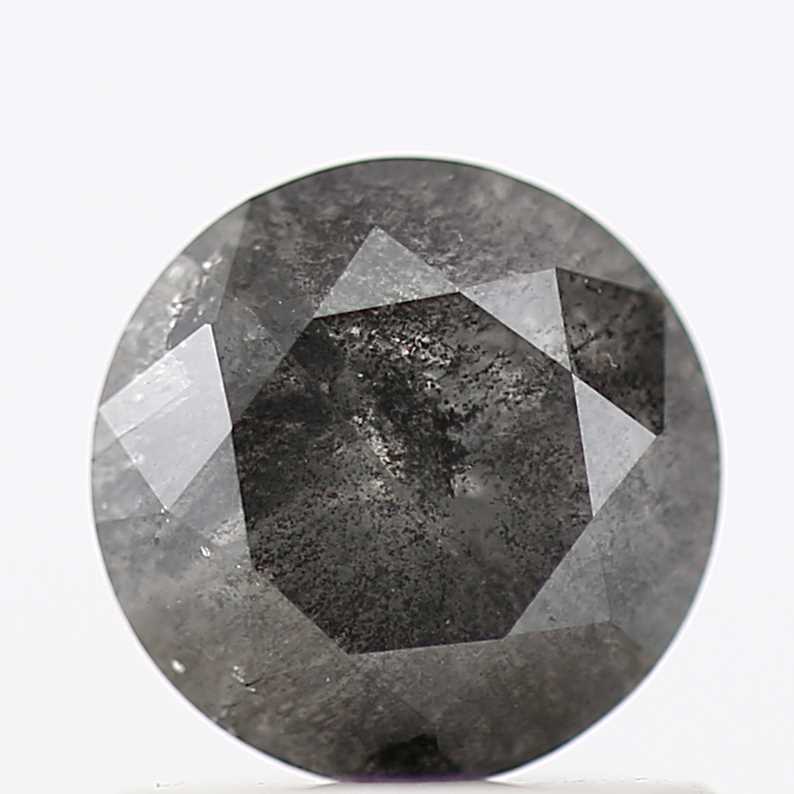 0.81 Carat Salt and Pepper Gray Fancy Round Brilliant Cut Natural Loose Diamond