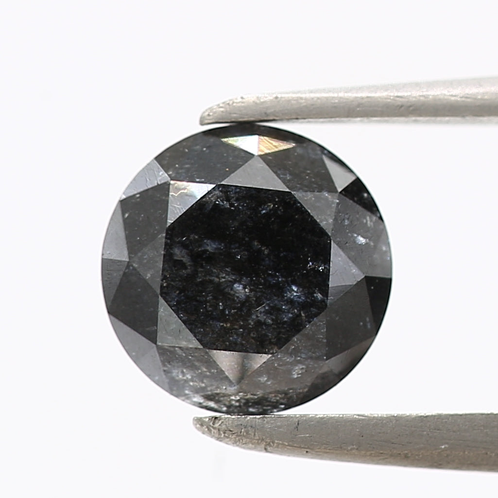 0.76 Carat Fancy Black Round Shape Brilliant Cut Natural Loose Diamond