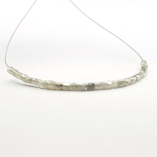 Natural Gray Color Polished Tube Diamond Beads