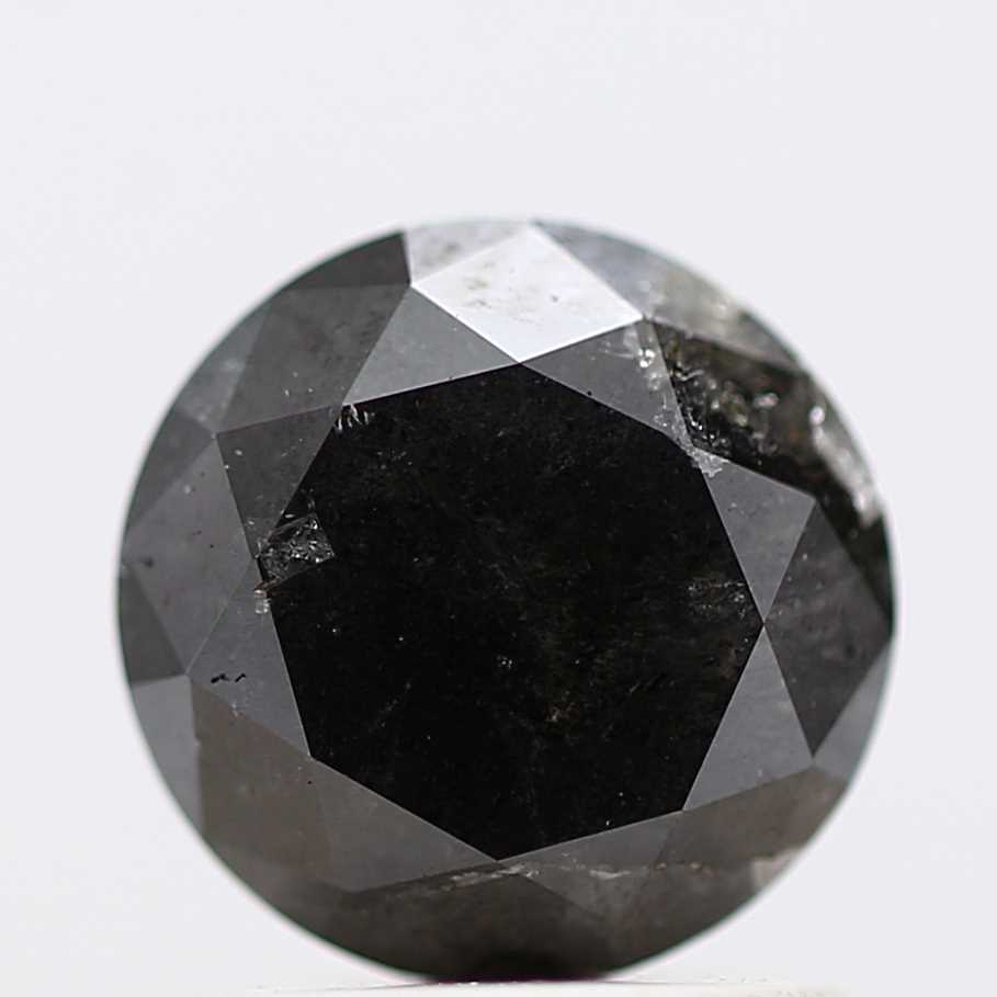 1.41 Carat Fancy Black Round Shape Brilliant Cut Natural Loose Diamond