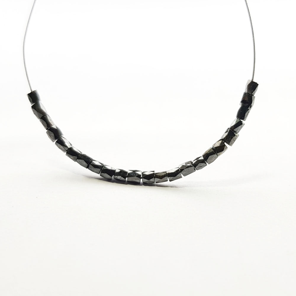 Bracelet Fancy Black Color Polished Tube Loose Diamond Beads 2.07 Carat