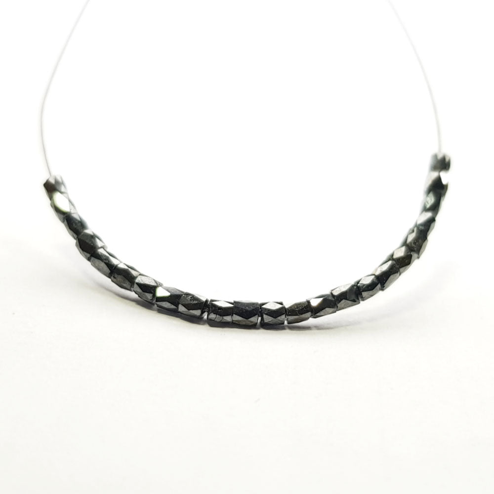 Natural Black Polished Tube Loose Diamond Beads
