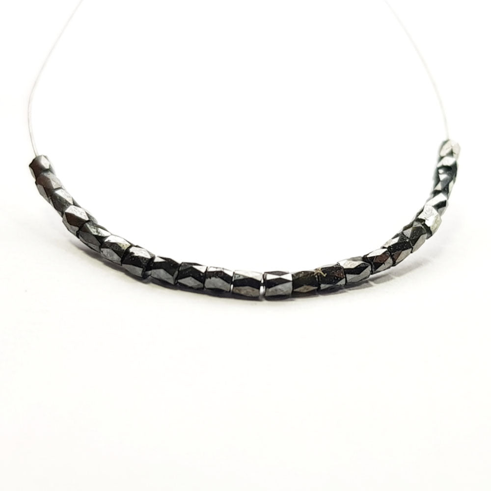 Natural Black Polished Tube Loose Diamond Beads