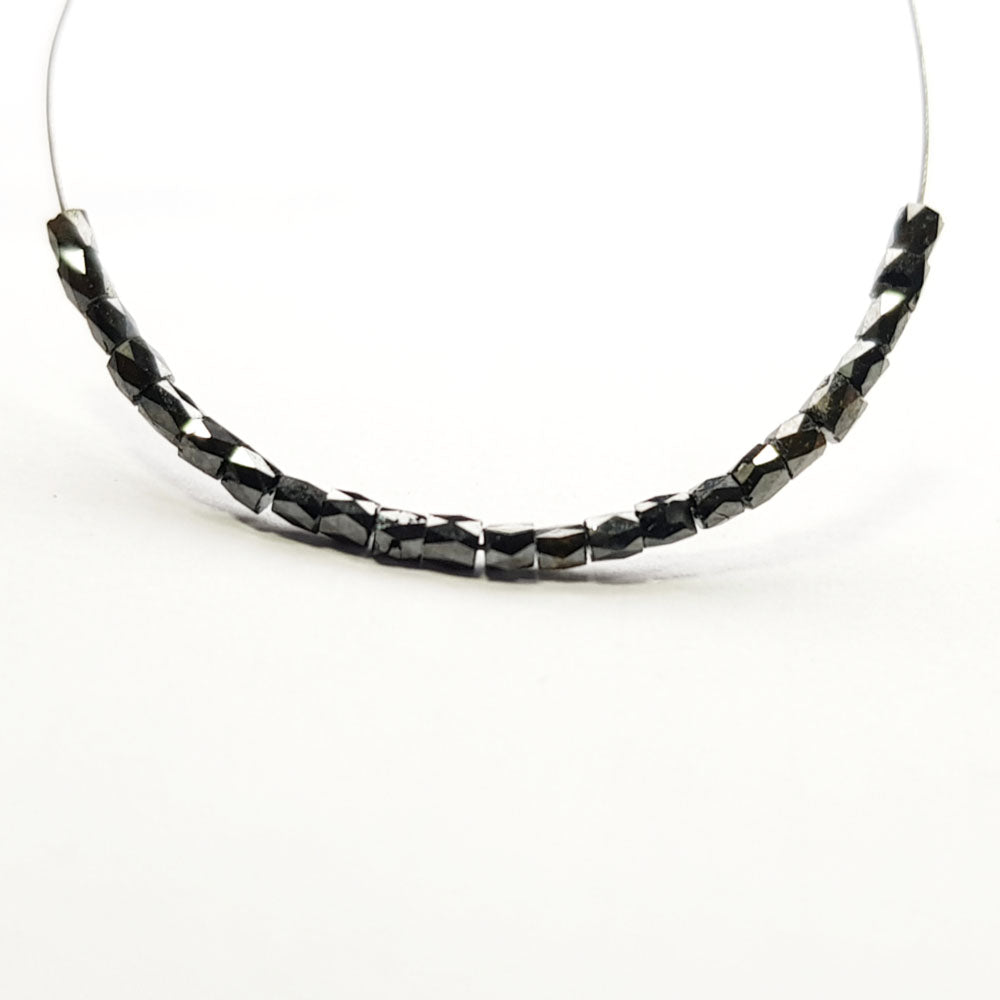 Natural Black Polished Tube Loose Diamond Beads