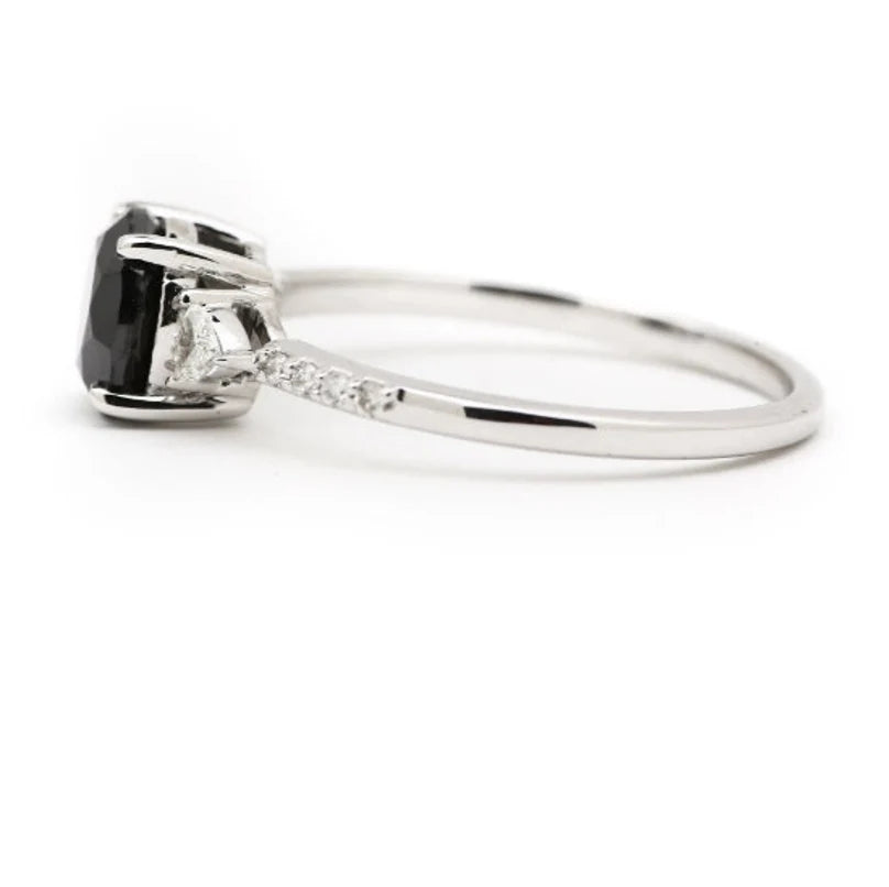 Black Color Round Diamond Ring Engagement Wedding Gift Ring Set 14K Solid Rose White Yellow Gold Ring 1.61 CT