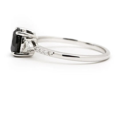Black Color Round Diamond Ring Engagement Wedding Gift Ring Set 14K Solid Rose White Yellow Gold Ring 1.61 CT