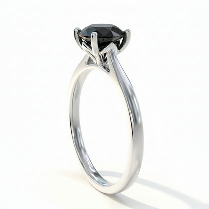 Round Shape Fancy Black Color Center Diamond Solitaire Engagement Ring - Shree Diamond Mfg