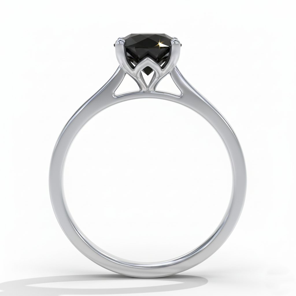 Round Shape Fancy Black Color Center Diamond Solitaire Engagement Ring - Shree Diamond Mfg
