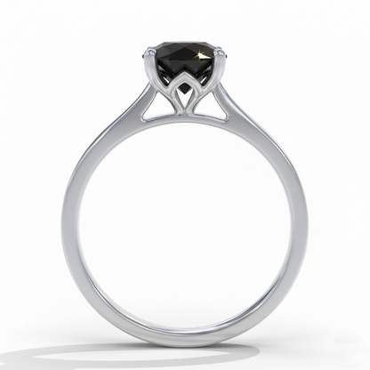 Round Shape Fancy Black Color Center Diamond Solitaire Engagement Ring - Shree Diamond Mfg