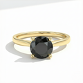 Round Shape Fancy Black Color Center Diamond Solitaire Engagement Ring