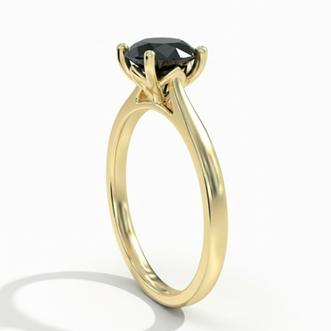 Round Shape Fancy Black Color Center Diamond Solitaire Engagement Ring - Shree Diamond Mfg