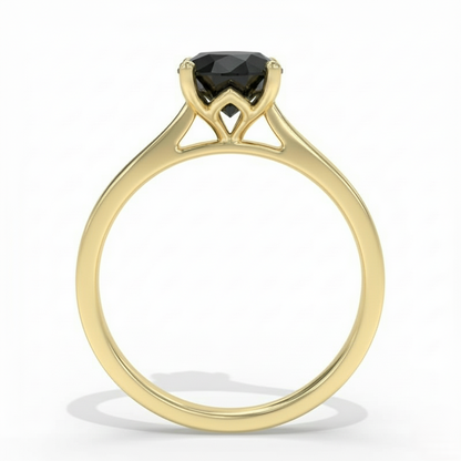 Round Shape Fancy Black Color Center Diamond Solitaire Engagement Ring - Shree Diamond Mfg